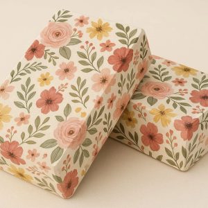 21 Printed Floral Yoga Blocks High Density EVA Foam Decorative Exercise Bricks For Women Pilates Stability Meditation