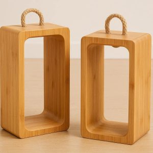 Bamboo Yoga Blocks Hollow Natural Wood Exercise Brick Heavy Duty Balance Hanger For Pilates Workout Gym Home